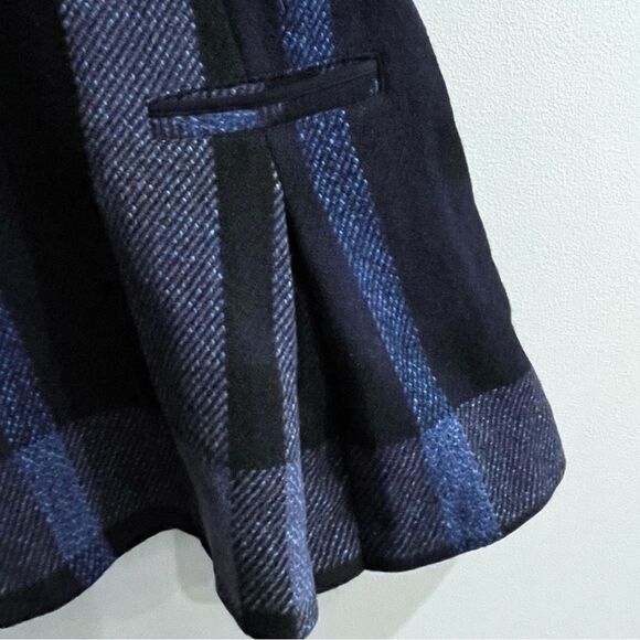 DAKS Girls 130 9Y Wool Plaid Sleeveless Dress Navy Blue Check Preppy - Picture 4 of 8